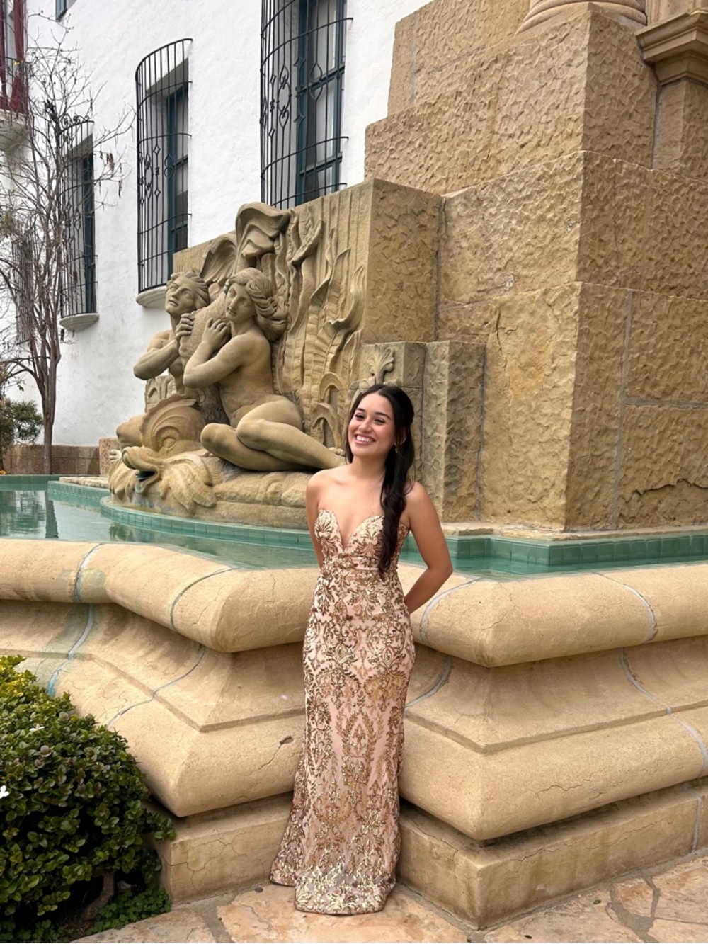 Gold Sequin Prom Dress/Gown